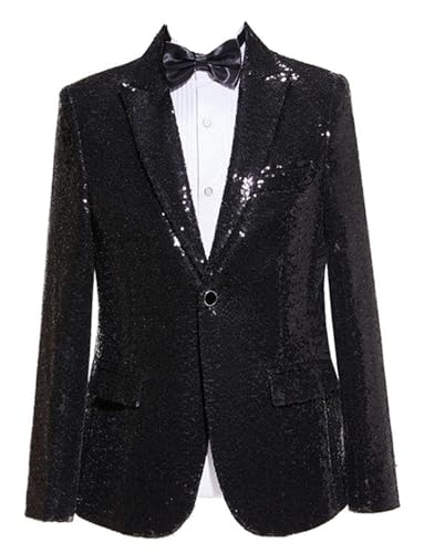 Blazer de costume de mariage à paillettes pour homme avec veste de smoking noire chic