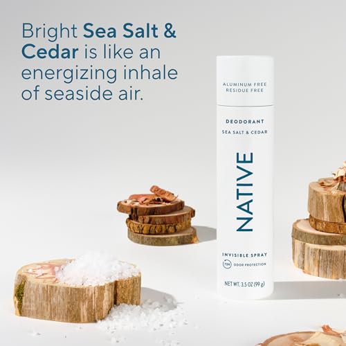 Image of Native Deodorant & Body Spray, Sea Salt & Cedar, 72-Hour Odor Protection for Underarms & Body, Aluminum Free, Quick Drying, 3.5 oz