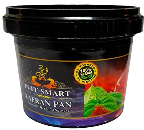 Image of PUFF SMART Premium Herbal Flavor Brain-O-Freeze, Pan Ras, Spring Water, Zafran Pan, Orange Chill, Double Apple 100G In Each Pack (Set of 6) (100% Nicotine and Tobacco Free)