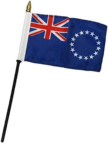 Cook Islands 4"x6" Flag Desk Table Wooden Stick Staff image 2