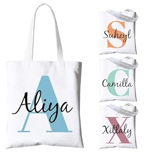 FROKIK Tote Bag de Lino Personalizable, Bolsa de Compras de Tela