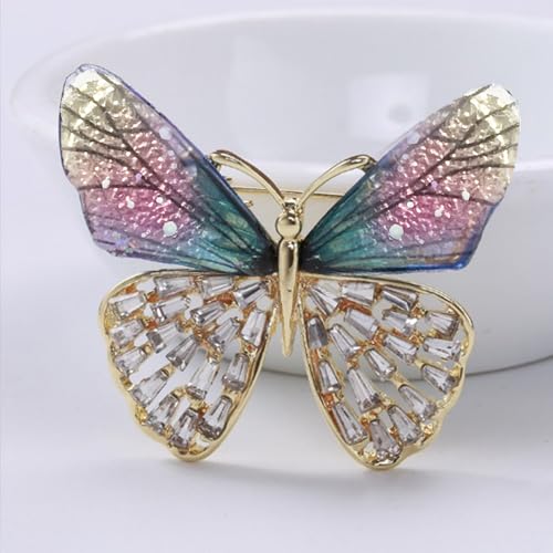 Image of Rhinestone Animal Butterfly Brooch Pin, Colorful Crystal Insect Butterfly Wings Suit Lapel Pin, Coat Pin Jewelry for Women Girls