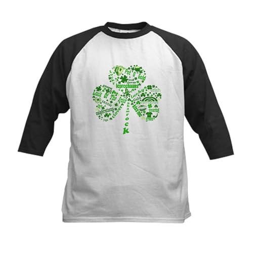 CafePress Irish Shamrock Kids Baseball T Shirt Kids Cotton Baseball Jersey, 3/4 Raglan Sleeve Shirt