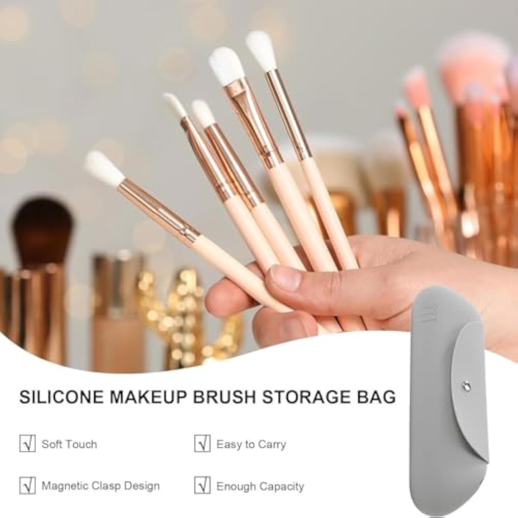 Silicone Makeup Brush Organizer, Portable Holder Case