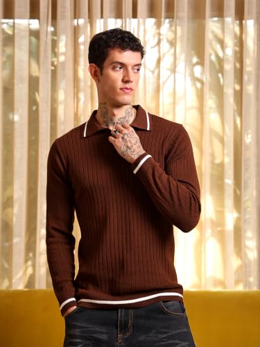 Image of Kvetoo Full Sleeve Winter Wear Woolen Collar Polo Sweater for Men