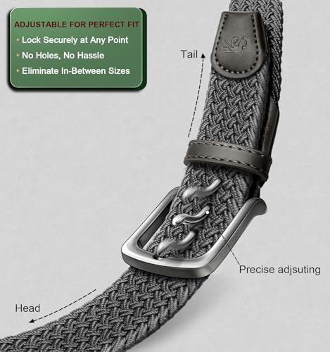 Image of KEMISANT Men Belt-Stretch Woven Braided Belt For Gift Men Golf Casual Jeans Dresses with Nylon Canvas 1 3 /8 inch