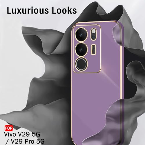 Image of TheGiftKart TPU Luxurious Chrome-Plated Back Cover Case Compatible with Vivo V29 / V29 Pro 5G|Raised Lips for Camera and Screen Protection|Shockproof Design|Stylish Cover for Vivo V29 (Greyish Blue)