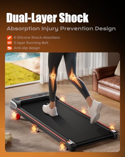 Image of TREAFLOW Walking Pad,Treadmill with Incline for Home Office, 2.5HP Portable Under Desk Treadmill with 265 Lbs Capacity,Remote Control, Led Display