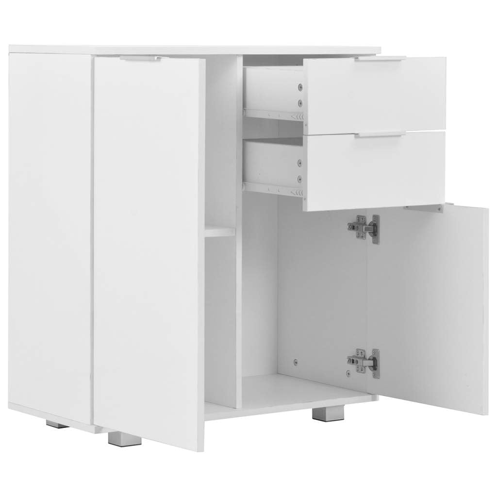 Credenza bianca lucida, 71 x 35 x 80 cm, comò con ante