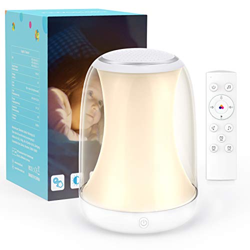 Nachttischlampe Kinder, Novostella Nachtlicht, White Noise Machine, Einschlafhilfe Weißes Rauschen Maschine, 3 Timern, Farbwechsel Nachtlampe, Touch Nachtlicht für Baby/Erwachsen/Insomniac/Reisen