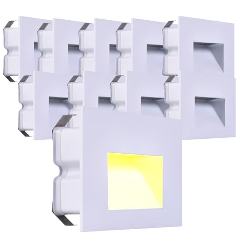 Kit 10 Faretti segnapasso da esterno lampada da muro luce cct bianco caldo bianco naturale freddo IP65 LED 5w 300 Lumen ad incasso per scatola cassetta 503 scale giardino viale gradini (Bianco)