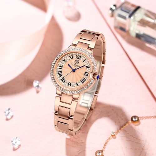 Image of Carlton London Women Stainless Steel Analog Watch | Gold Waterproof Watches for Women Girls Ladies | Fashionable Trendy Quartz Movement Wrist Watch - CLDRGS-001
