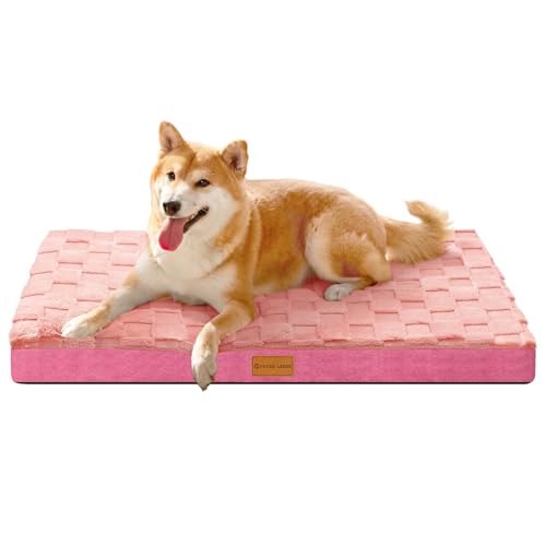 Patas Lague Orthopedic Dog Bed Washable Pet Crate Mat 30''X20'' Pink