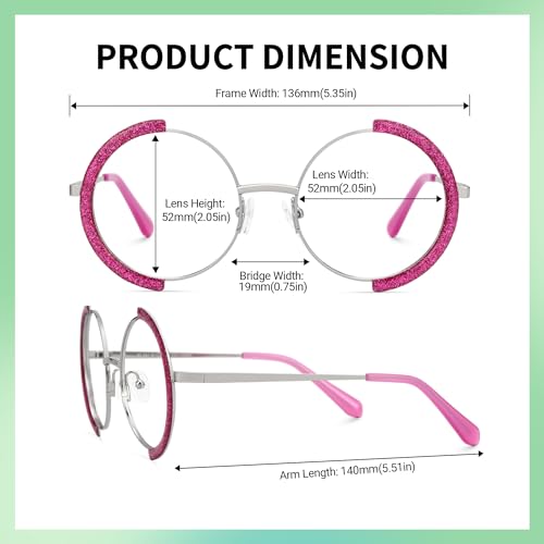 Image of Zeelool Vintage Metal Round Blue Light Blocking Glasses for Women ZJGM351423-04 Pink