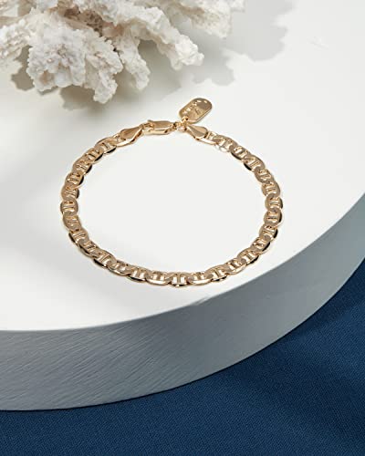 Nautica Unisex Chain Bracelet - Men's Mariner Anchor Chain Bracelet - Link Bracelet For Women, Size 8 In, Yellow #TOP1