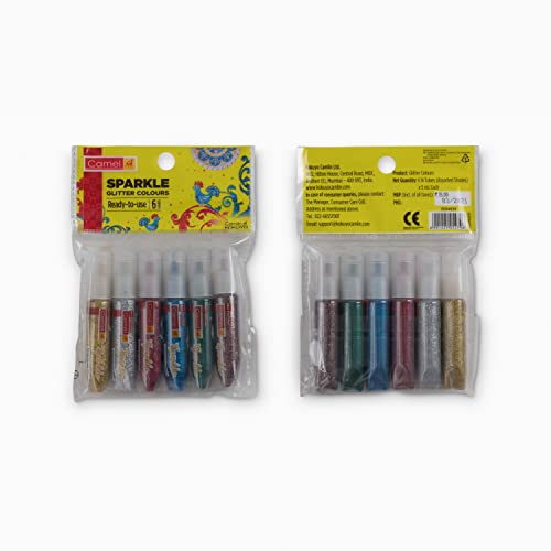 Image of Camel Kokuyo Fabrica Acrylic Pearl Color - 10 ml Each, 6 Shades & Camel Kokuyo Sparkle Color - 5Ml Each, Multi Finish, 6 Shades