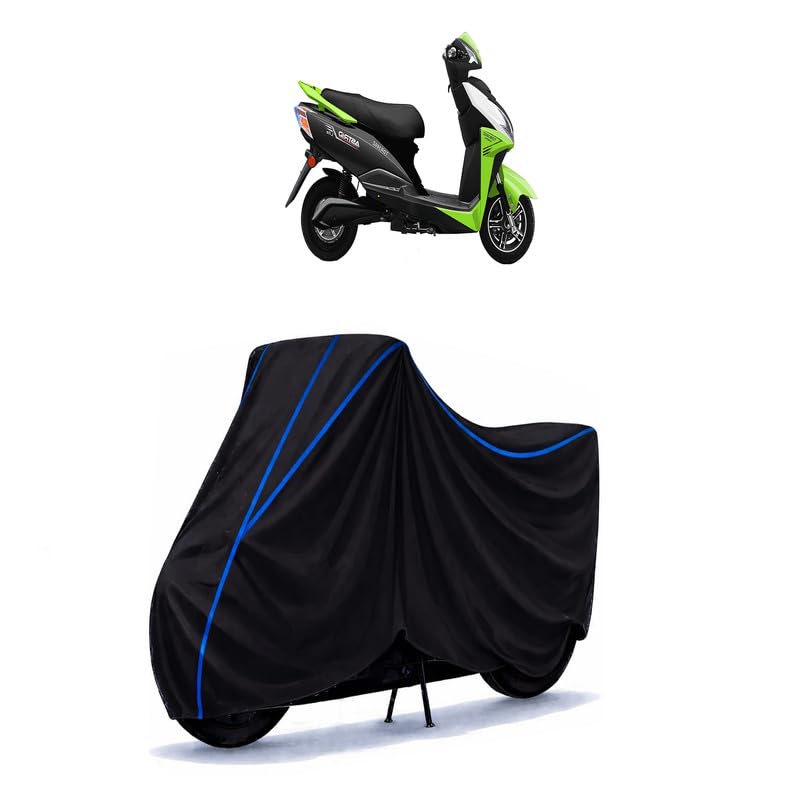 Image of Scooty Cover Water Resistant for Gemopai | Universal Scooter & Bike Cover | Heavy Duty UV Protection | Dust, Rain & Scratch Protection | Elastic Fit All Weather Indoor Outdoor | Black with Blue Piping