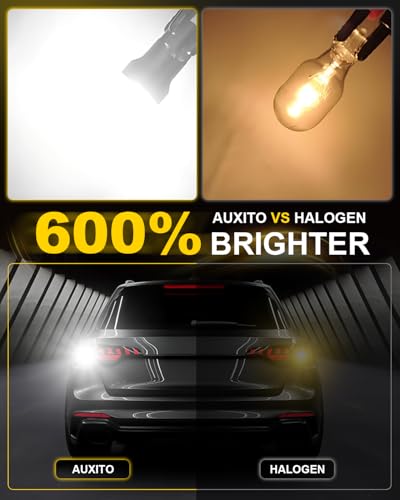 AUXITO 921 LED Bulb Reverse Lights, 600% Super Bright 912 T15 led Backup light, CAN-Bus Error Free 906 922 W16W LED Bulbs for Reverse Back Up Marker Lights, 6000K White