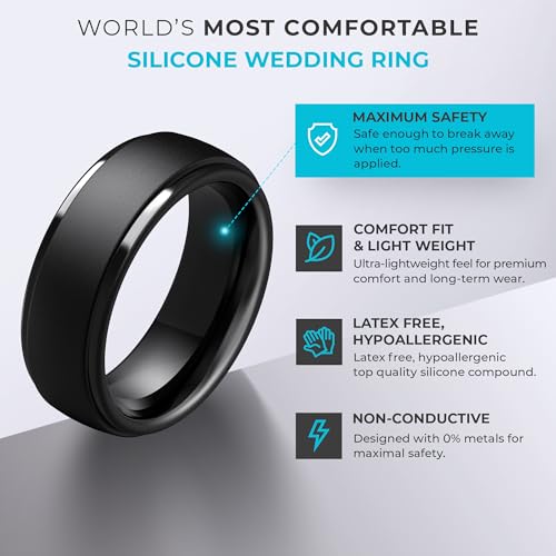 image for ThunderFit Silicone Men’s Wedding Rings, 10mm Wide 2.5mm Thick Rubbe