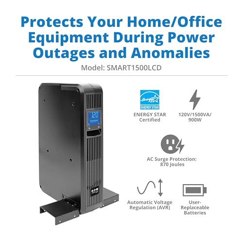 image for Tripp Lite SMART1500LCD 1500VA Rack Mount UPS Battery Backup, 900W, 8 