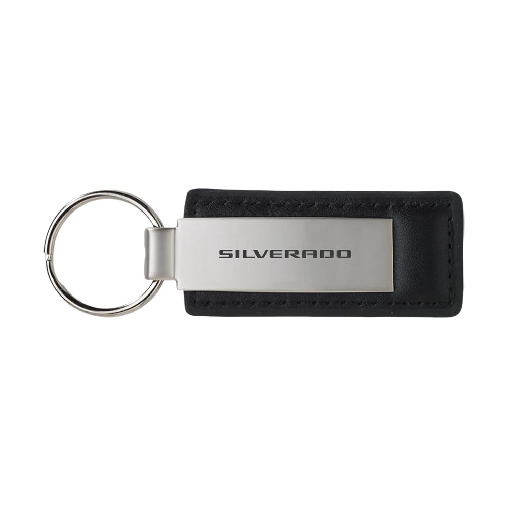 Sr1 Performance Unisex Black Chevy Silverado Metal/Leather Keychain - Officially Licensed Chevrolet Key Tag, Default