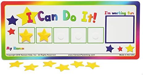 Kenson Kids “I Can Do It!” Token Board. Colorful Magnetic Rewards Chart with Positive-Reinforcement Stars and Customizable Goal Box. Great for Ages 3-10. Measures 5-Inches by 11-Inches