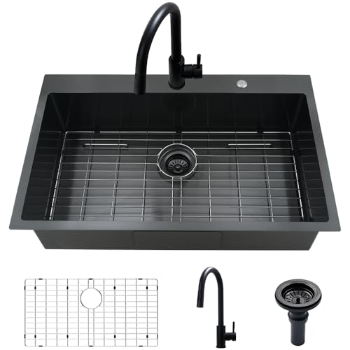 VASOYO 33x22 Black Drop In Sink