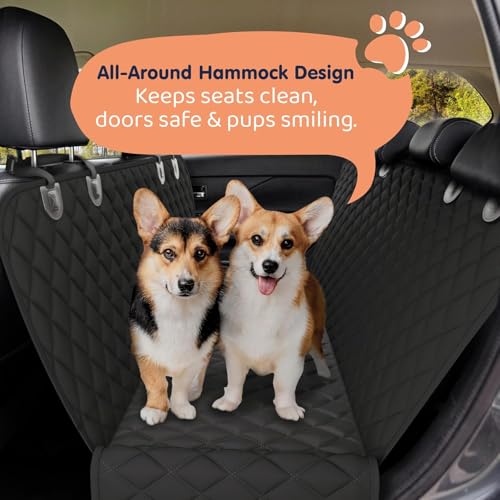 Image of Dog Car Seat Cover for Back Seat, Waterproof Hammock for Car, SUV & Truck, Non-Slip Backseat Cover for Dogs, Heavy-Duty Dog Hammock Style Seat Protector Pets. (Black, 41 inchx59 inch)