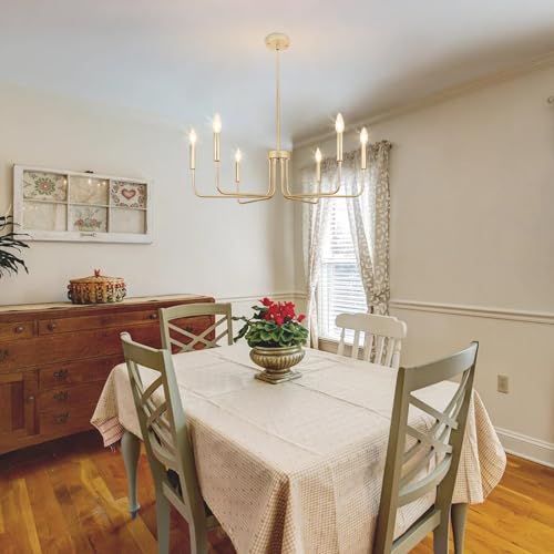 Puzhi Home Gold Chandeliers For Dining Room Modern Farmhouse Chandelier 6 Lights 28.74 Inch Rustic Industrial Metal Candle Ceiling Pendant Lighting For Living Room Bedroom Kitchen Island Foyer thumb #1