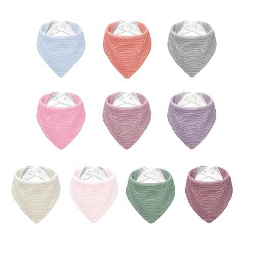 Image of NISXABEBE Muslin Baby Bibs,Soft Triangular Baby Bandana Drool Bibs for Baby Boy Girl,Solid Colors Bib for Drooling Teething