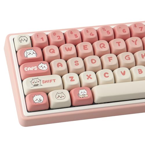 Teclas PBT Kawaii Rosa MOA de alta resistencia con diseño de 139 piezas para teclado mecánico