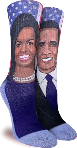 Good Luck Sock Women's Michelle & Barack Obama Socks, Adult, Shoe Size 5-9