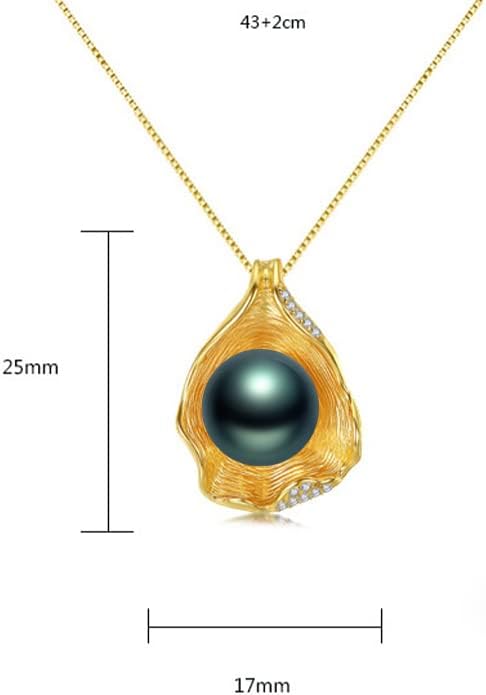 Tahitian Black Pearl Pendant Necklace - Pearl Necklaces for Womens 8-9mm Round Black Pearls- Sterling Silver 18 inch Chain - Fine Jewelry Gifts for Women Wife Girlfriend Mother