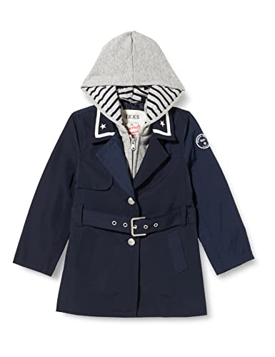 IKKS JUNIOR Trench Bleu Marine et parmeture Capuche Amovible XU42002.48, Navy, 8 Ans Fille