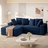 Luxanimarion 111'' Sectional Sofa Couches with L-Shape Chaise, Extra Large Sleeper Couch Reversible Corduroy Chaise with 8 pcs Pillow for Living Room, Bedroom
