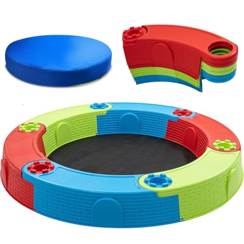 Großer Sandkasten Sandburg für Kinder, Kunststoffsandkasten Ø 170 cm, Agrotextilmatte. Schneller und einfacher Aufbau aus 6 Elementen! +12 Monate Hergestellt in der EU! Mehrfarbig Großer Sandkasten Sandburg für Kinder, Kunststoffsandkasten Ø 170 cm, Agrotextilmatte. Schneller und einfacher Aufbau aus 6 Elementen! +12 Monate Hergestellt in der EU! Mehrfarbig
