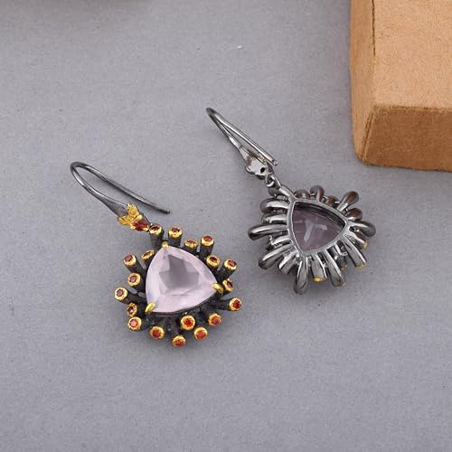 Boucles d'oreilles pendantes argent 925 d'exception et pierre précieuse