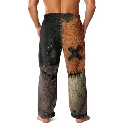 Halloween Fleece Pj Pants for Men Warm Fluffy Soft Pajama with Pockets Lounge Pj Bottoms4