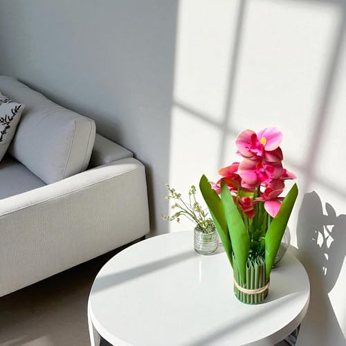 Image of Garden Art Pack of 1 Artificial Phalaenopsis Orchid Bonsai Bunch, 6 Heads, 9 Flowers, 31cm GAAPHOB-6H-31PH (Peach Shaded)