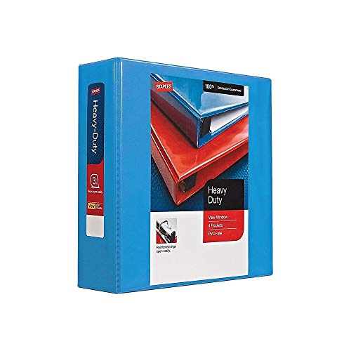 3 inch binder light blue - Staples 976042 3-Inch Staples Heavy-Duty View Binder with D-Rings Light Blue