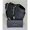 Michael Kors Jet Set Travel Large Chain Shoulder Tote bundled with Travel Trifold Wallet (Signature MK Black)