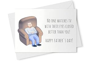 Funny Birthday Card | Card with Humorous Adult Male Sleeping Watching TV...