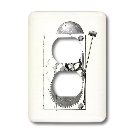 Tapa de interruptor de engranajes steampunk que oculta marcas en pared de salon y dormitorio