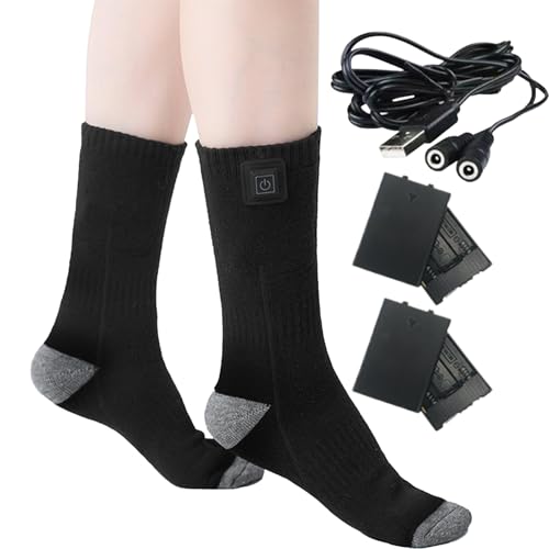 Cushangty Calcetines Térmicos Mujer - Calcetines Calefactados con Batería Recargable | Accesorios Deportivos Adultos Personas Mayores Ciclismo Camping Senderismo Actividades Exteriores
