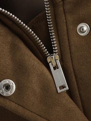 Womens Suede Bomber Jacket High Neck Casual Cropped Jackets Long Sleeve Zipper Streetwear Outerwear with Pockets3