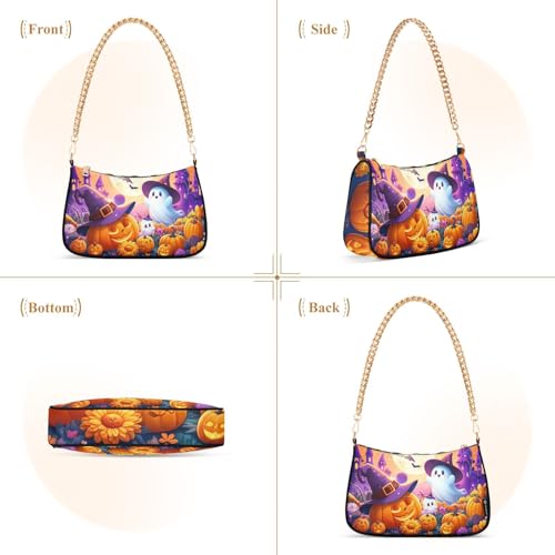 Halloween Ghost Shoulder Bag for Women, Handbag with Chain Strap, Soft Purse Tote Bag for Ladies3