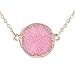 MJARTORIA Gold Color Bezel Oval Shape Natural Stone Pink Quartz Pendant Healing Druzy Necklace