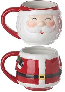 Heaven Sends Christmas Santa Face Mug - Set of 2 - Red - Gift Idea for Christmas Xmas - Santa Themed Mug, UK Design, Hot Drinks, Tea, Coffee - Novelty Christmas Mug - Christmas Drinkware
