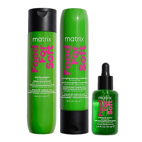 Matrix, KIT Food For Soft Shampoo Idratante + Balsamo Idratante + Olio Multi-Uso Termoprotettore, per Capelli Secchi, Chioma Effetto Seta, Con Olio di Avocado e Acido Ialuronico