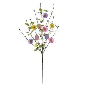 6 pcs easter flower decorations 17 inches easter egg floral eggs picks with daisy wildflowers for floral arrangements table centerpiece vase spring decorations  urban country home decor